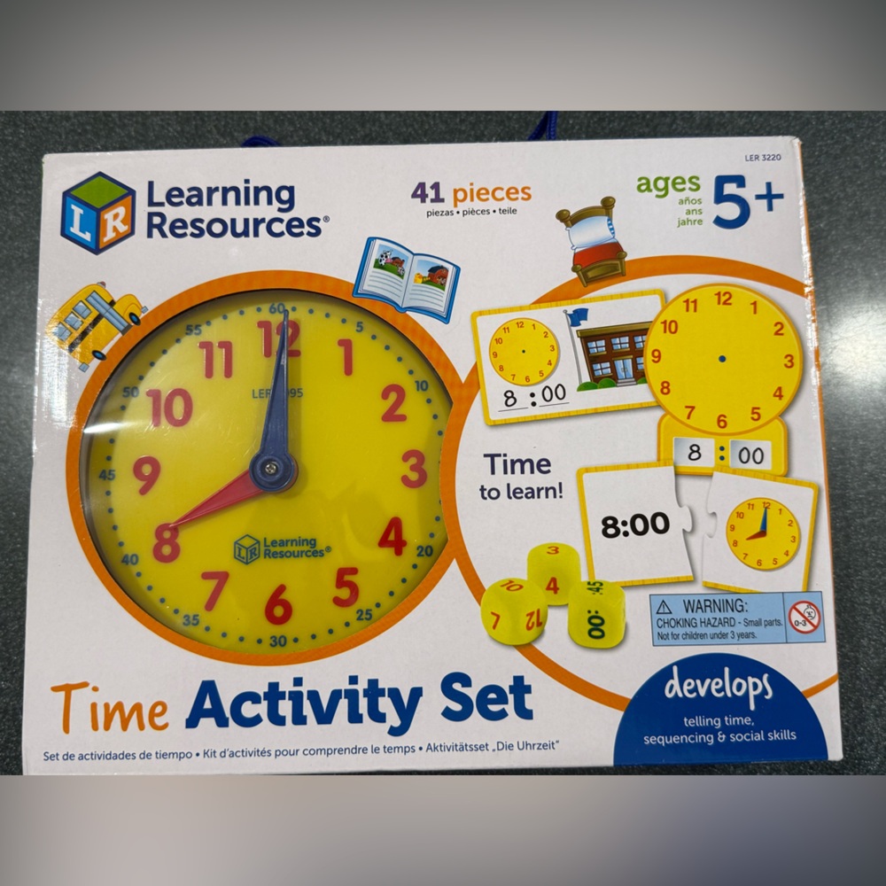 Learning Resources Time Activity Set for Kids 41 pieces develops time NIB